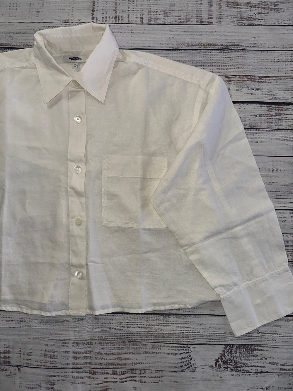 Madewell Straight-Hem Shirt in Linen-Cotton Blend Sz. XS - Picture 7 of 9